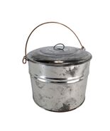 Vintage Metal Steel Bucket with Top Handle Berry Gathering Lunch Pail As... - $545.93 MXN