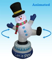 5 Foot Tall Animated Christmas Inflatable Snowman Hat Blowup LED Yard De... - $74.24
