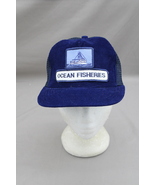 Vintage Corduroy Trucker Hat - Ocean Fisheries Boat Patch - Adult Strapback - $39.00