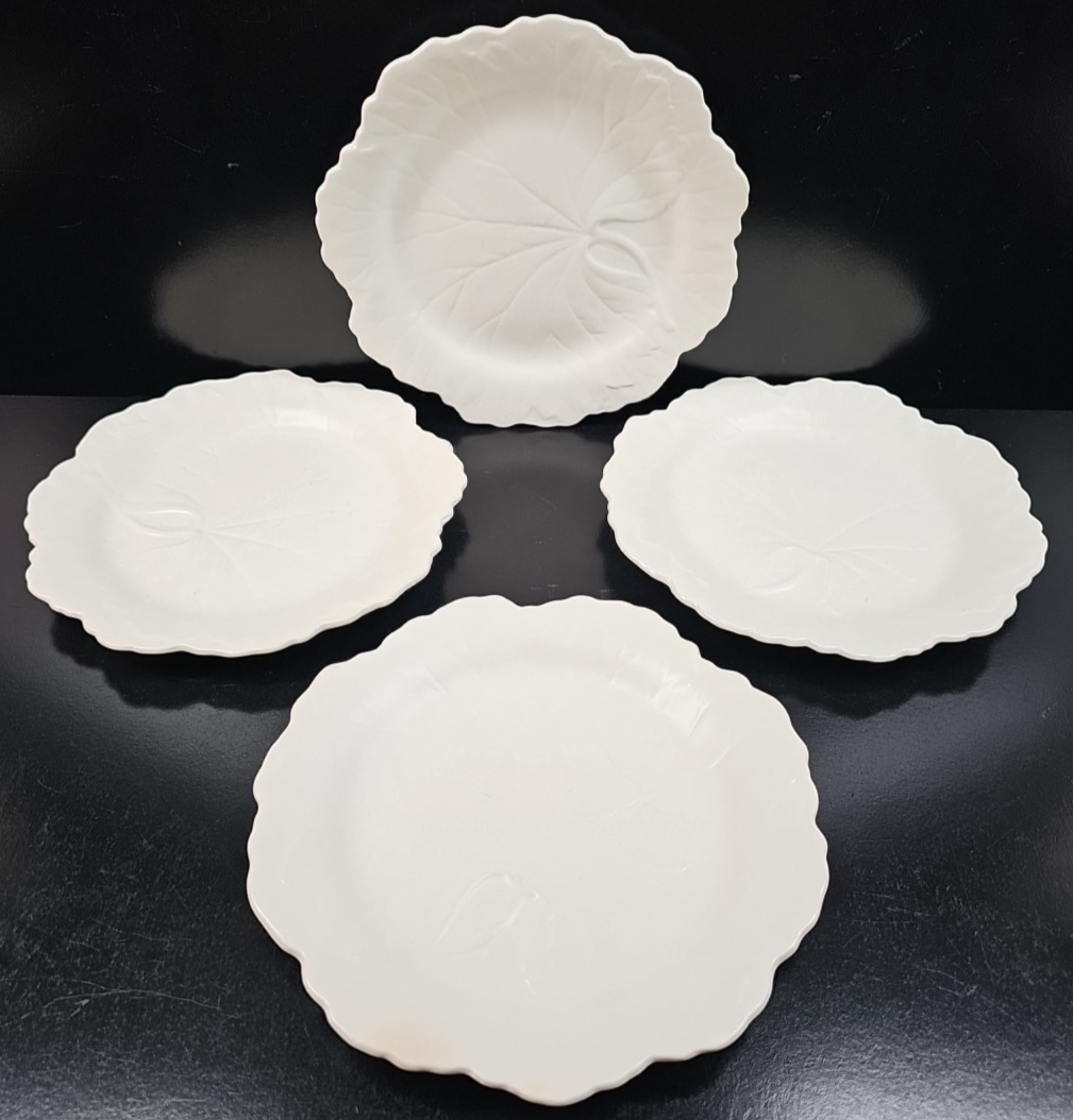 4 Wedgwood Dysart Salad Plates Set Vintage Leaf Scalloped Emboss England... - $68.97
