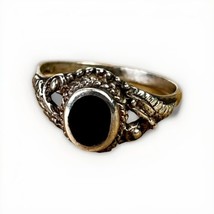 Vintage Sterling Silver 925 Black Onyx Ring Size 5.5 Dotted- 2.3g - $18.46