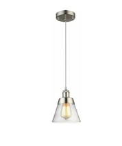 Modern Glass Pendant Light with Handblown Clear Seeded Glass Brushed Nickel - $37.00