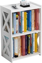 Aggice Side Table, 3 Tier 2 Shelf Small Bookshelf Bookcase For Small, White - £39.97 GBP