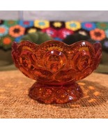Vintage L E SMITH Moon and Stars Footed Dish Candy Trinket Bowl Red/Oran... - $34.04 CAD