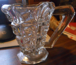 EAPG Central Pressed Clear Glass Circles Cubed Square Creamer Syrup Milk Pitcher - £17.39 GBP