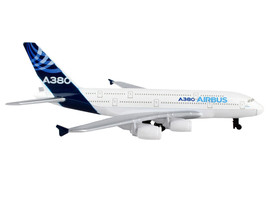 Airbus A380 Commercial Aircraft Airbus White w Blue Tail Diecast Model Airplane - £17.86 GBP