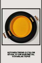 51 Cm Black 37 Cm Yellow 2 Liter Metal Round Tray Presentation Tray Tea ... - £91.92 GBP