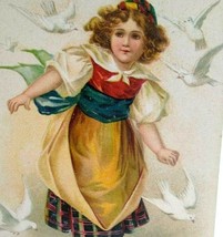 Valentine Postcard Unsigned Artist Ellen Clapsaddle Child Flying Doves Birds  - £14.27 GBP