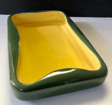 Retro RED WING Pottery USA 1348 Green Yellow Planter Console Bowl Dish MCM - £14.92 GBP