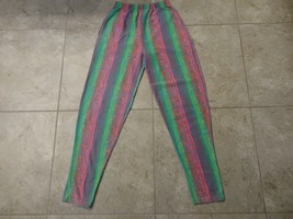 Vtg 80&#39;s BODY WRAPPERS Beach Skateboarding Colorful Geometric Pants Adul... - £27.22 GBP