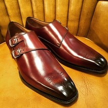 New Handmade Men double buckle formal shoes Men brown dress shoes, Men leather s - £115.07 GBP