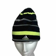 Adidas Climawarm Black Yellow &amp; Gray Stripe Knit Beanie Hat One Size Fit... - £11.02 GBP