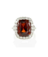 18k Weiss Gold Rechteckig Mixed-Cut Granat Ring W / 2.25 CT Akcent Diama... - €10.705,73 EUR