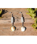 Shiva Shell Earrings with Moonstone and Sterling Silver Hooks for Energy... - £20.59 GBP