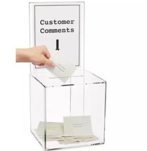 6.25&quot;W x 4.5&quot;H x 4&quot;D Clear Acrylic Locking Ballot Box w/ Removable Heade... - £29.79 GBP