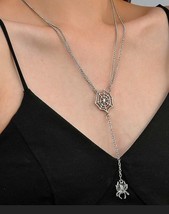 Spider web necklace - Lariat necklaces - Halloween jewellery - £5.83 GBP