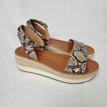 Lucky Brand Jeneka Size 7.5M Snake Print 2.5&quot; Platform Ankle Strap Sanda... - $40.52 CAD