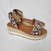 Lucky Brand Jeneka Size 7.5M Snake Print 2.5&quot; Platform Ankle Strap Sandals Jute - £23.26 GBP