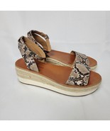 Lucky Brand Jeneka Size 7.5M Snake Print 2.5&quot; Platform Ankle Strap Sanda... - $40.51 CAD