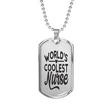 Express Your Love Gifts World&#39;s Coolest Nurse Necklace Engraved Stainless Steel  - £47.43 GBP