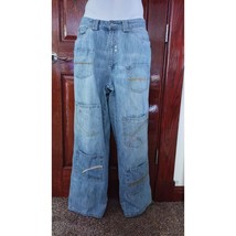 Unique Vintage Mens Jeans 90&#39;s 36x32 Light Wash Relaxed Blue 12 Pockets Enyce - £235.68 GBP