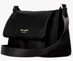 Kate Spade Sam Black Nylon Medium Messenger Bag K5051 Purse NWT $228 Retail FS - £95.24 GBP