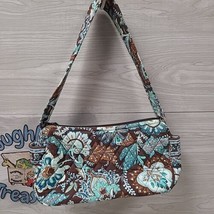 Vera Bradley Floral Blue Brown Quilted Bag Handbag Purse Tote Single Str... - $14.50