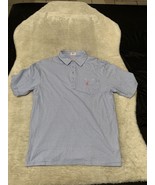 Johnnie-o Mens Blue White Striped Short Sleeve Polo Shirt Size Large - $20.47