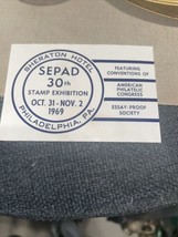 1969 SEPAD STAMP EXHIBITION PHILADELPHIA PENNSYLVANIA EVENT Label - $36.27 MXN