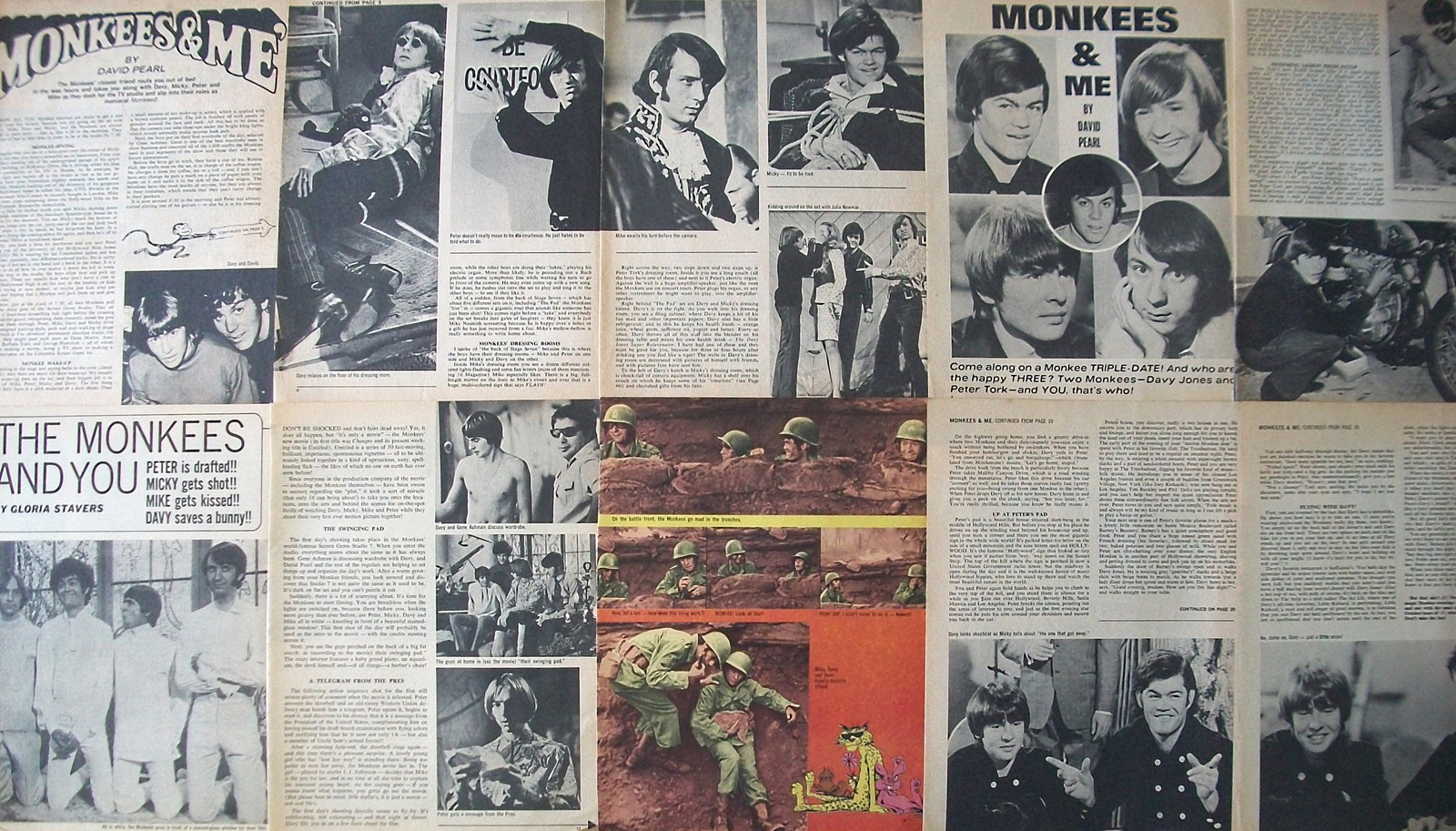 THE MONKEES ~ Eighteen (18) B&amp;W Vintage ARTICLES from 1967-1968 ~ B1 Cli... - $10.92