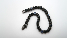 Vintage Blue Rhinestone Pewter Colored Bracelet 7&quot; x 5mm BrB5 - $9.50