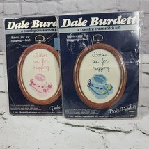 Vintage Dale Burdette Cross-Stitch Kit Lot Of 2 Babies Are For Hugging Boy Girl  - £15.31 GBP