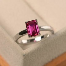 Solid 925 Sterling silver Red Ruby Handmade engagement prong Ring Size  11.5 - £70.51 GBP