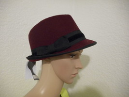 Women&#39;s Scala Pronto Solid Fedora Hat Burgandy  NEW - £13.35 GBP