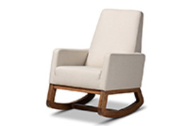 Roana Light Beige Fabric Upholstered Rocking Chair - $8,278.01 MXN