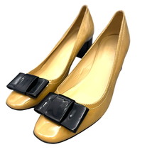 Kate Spade NY Dijon Black Bow Pumps Block Heels US 9.5 Patent Leather Shoes - $34.65