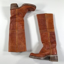 Vintage BASS Shearling Boots Womens 5.5 B Brown Round Toe Block Heel Woo... - $55.74