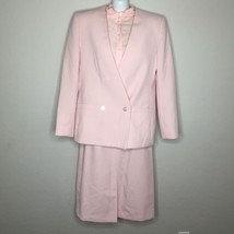 Vintage Stirling Cooper Pink Suit Set Jacket Skirt Blouse Size 12/13 M - £71.10 GBP