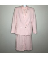 Vintage Stirling Cooper Pink Suit Set Jacket Skirt Blouse Size 12/13 M - £70.76 GBP