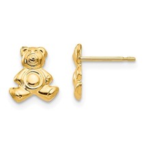 14K Yellow Gold Teddy Bear Post Earrings - $93.99