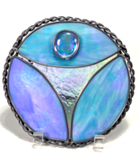 New Thought Angel Figure Stained Glass Circle - Blue, Purple - Sun Panel - $46.75