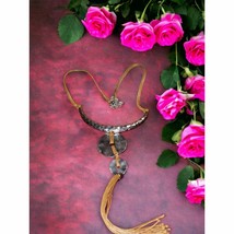 Beautiful vintage Western silver and leather necklace - £50.84 GBP
