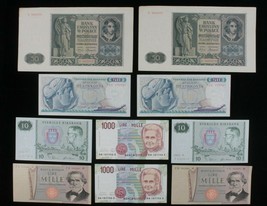 Sequential Serial Numbers 10-Notes Currency Lot Greece Italy Poland &amp; Sw... - £48.55 GBP