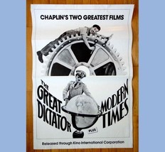vintage orig MOVIE POSTER CHARLIE CHAPLIN Great Dictator Modern Times th... - $42.08