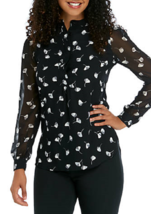 NEW ANNE KLEIN BLACK FLORAL CAREER CHIFFON TUNIC BLOUSE SIZE L  SIZE XL - £52.35 GBP