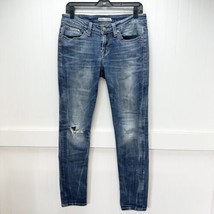 BKE Jeans 29 Skinny Culture Blue Denim Womens Distressed Grunge Western Splatter - £19.97 GBP
