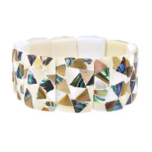 Contemporary Confetti Shards Mixed Seashell Mosaic Stretch Fit Bangle Br... - £13.75 GBP