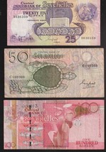 Seychelles Islands 1979-89-2001 Lot of Three (3) 25/50/100 Rupees notes ... - $24.68 CAD