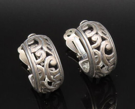 SILPADA 925 Silver - Vintage Oxidized Openwork Scroll Hoop Earrings - EG... - £53.06 GBP