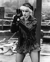 Madonna in Who&#39;s That Girl in leather jacket holding gun 16x20 Canvas Giclee - £53.35 GBP